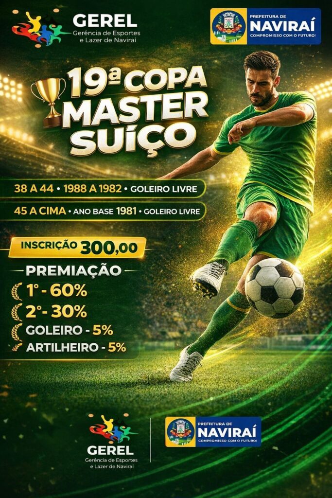 Naviraí abre inscrições para competições de futebol suíço e futsal Naviraí abre inscrições para competições de futebol suíço e futsal