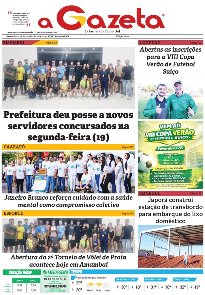Jornal A Gazeta – Edição de 21 de janeiro de 2026