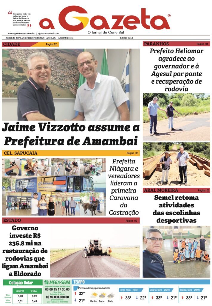 Jornal A Gazeta – Edição de 26 de janeiro de 2026