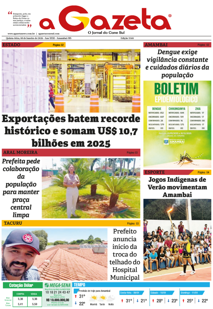 Jornal A Gazeta – Edição de 08 de janeiro de 2026