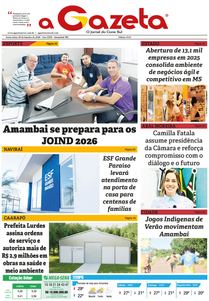 Jornal A Gazeta – Edição de 09 de janeiro de 2026