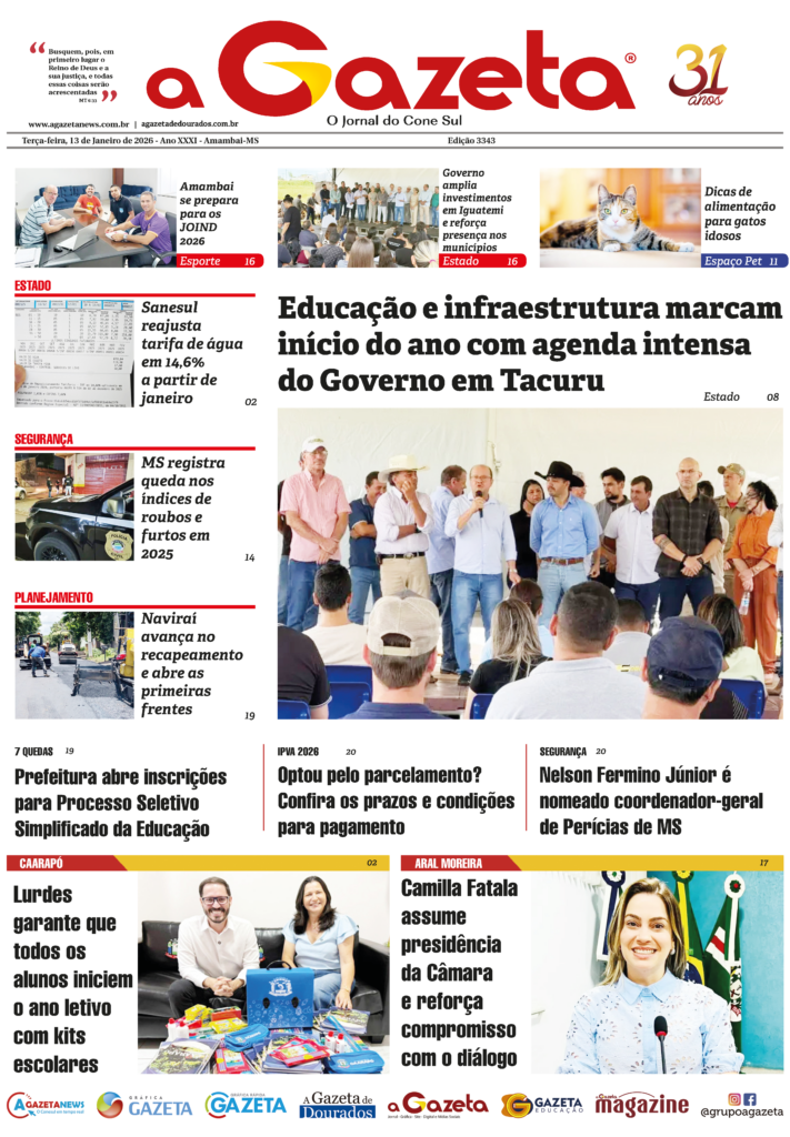 Jornal A Gazeta – Edição de 13 de janeiro de 2026