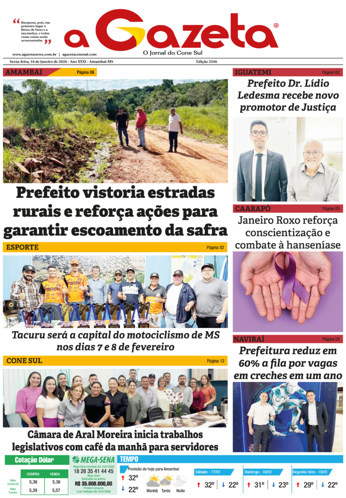 Jornal A Gazeta – Edição de 16 de janeiro de 2026