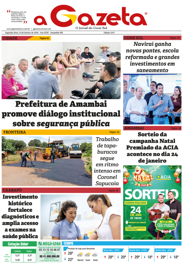 Jornal A Gazeta – Edição de 19 de janeiro de 2026