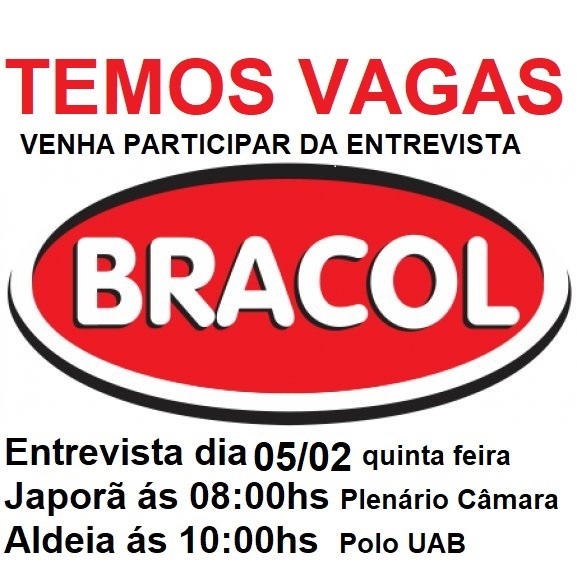 Bracol fará entrevistas dia 5 para contratar mais 40 colaboradores de Japorã
