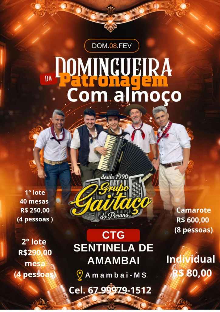 CTG de Amambai realiza Domingueira da Patronagem neste domingo (8)