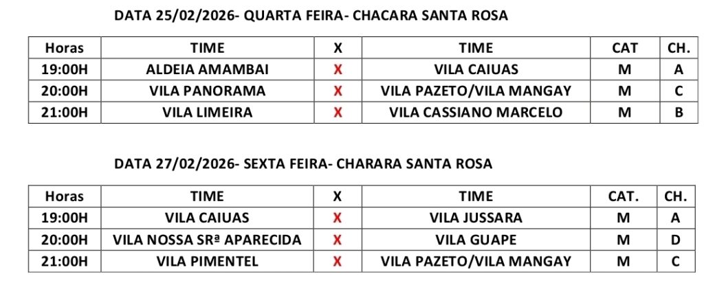 Intervilas de Suíço segue hoje com mais três partidas em Amambai
