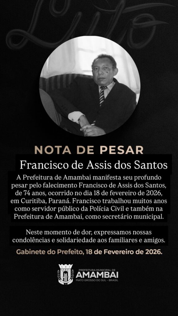 Luto: Morre aos 74 anos Assis, policial civil aposentado e ex-secretário municipal em Amambai