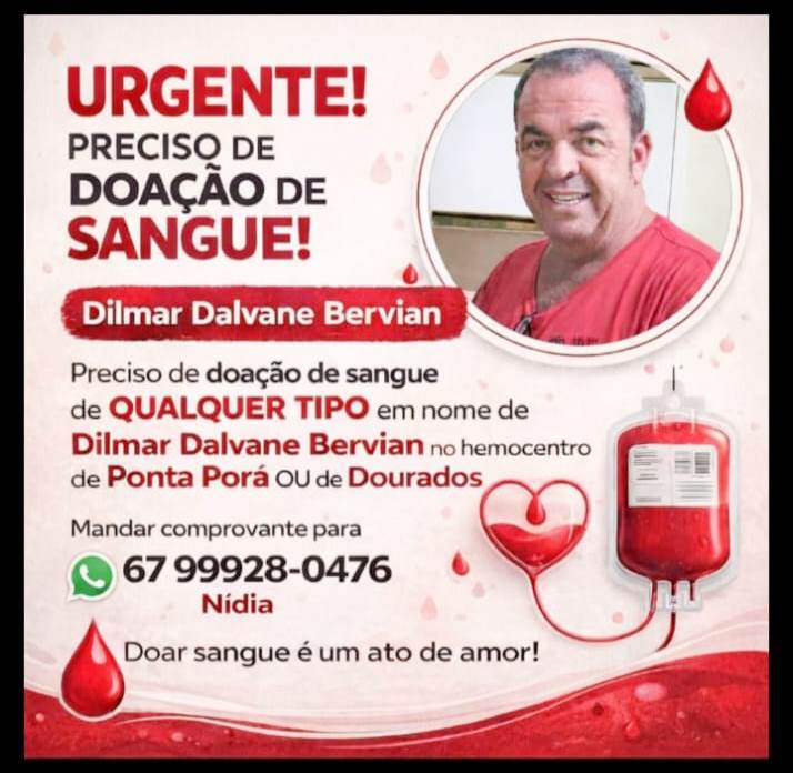 Amambai faz campanha de doação de sangue em prol de Dilmar Bervian