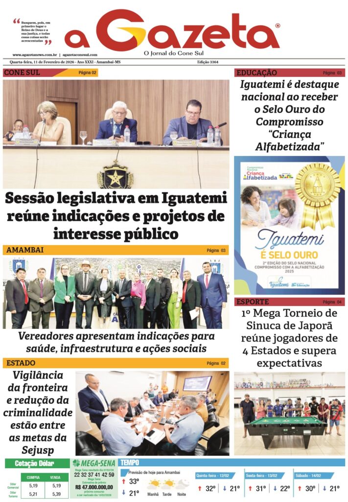 Jornal A Gazeta – Edição de 11 de fevereiro de 2026