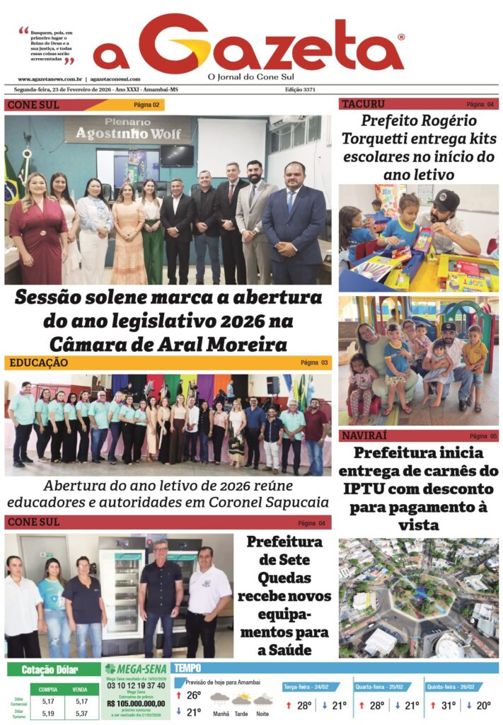 Jornal A Gazeta – Edição de 23 de fevereiro de 2026