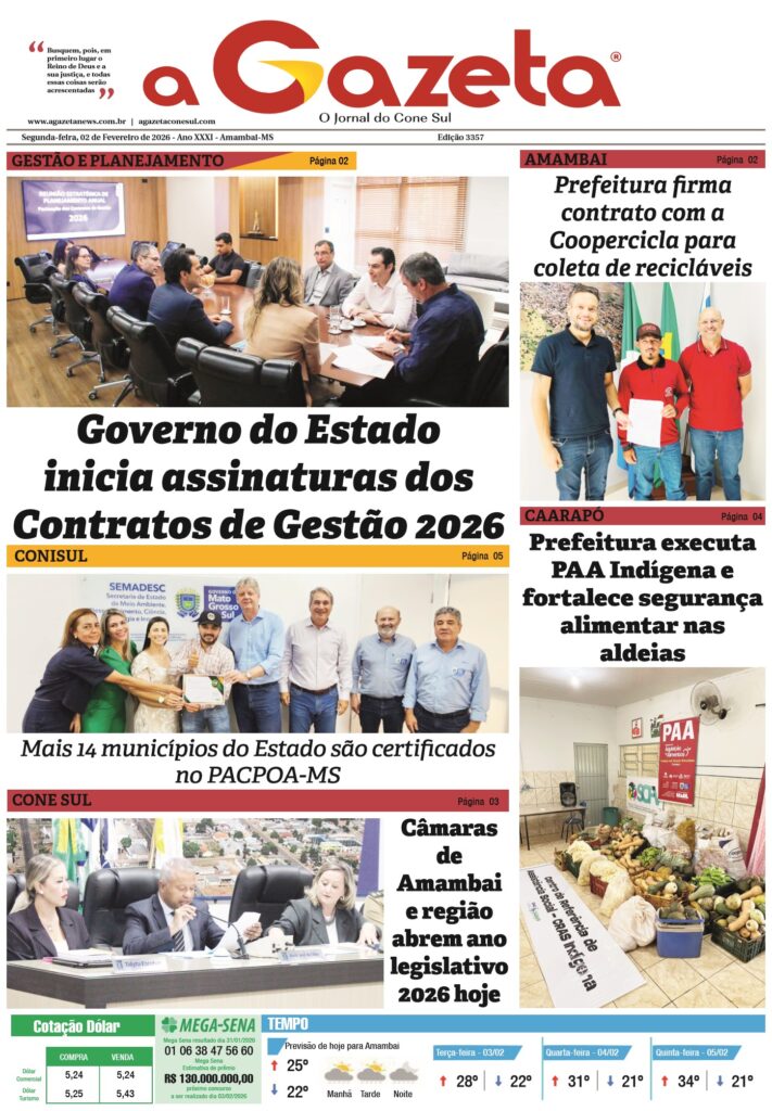 Jornal A Gazeta – Edição de 02 de fevereiro de 2026