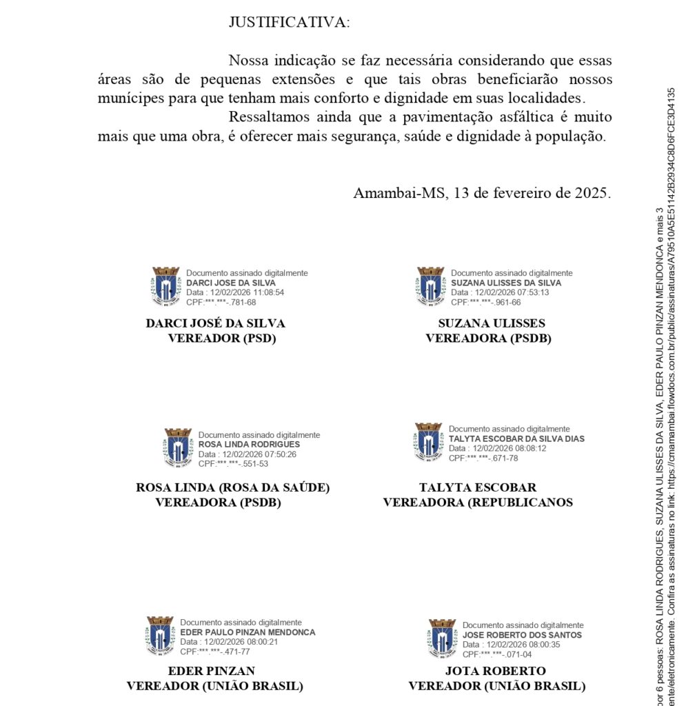 Darci pede implantação de asfalto da região das futuras instalações do IFMS e outras localidades em Amambai Darci pede implantação de asfalto da região das futuras instalações do IFMS e outras localidades em Amambai