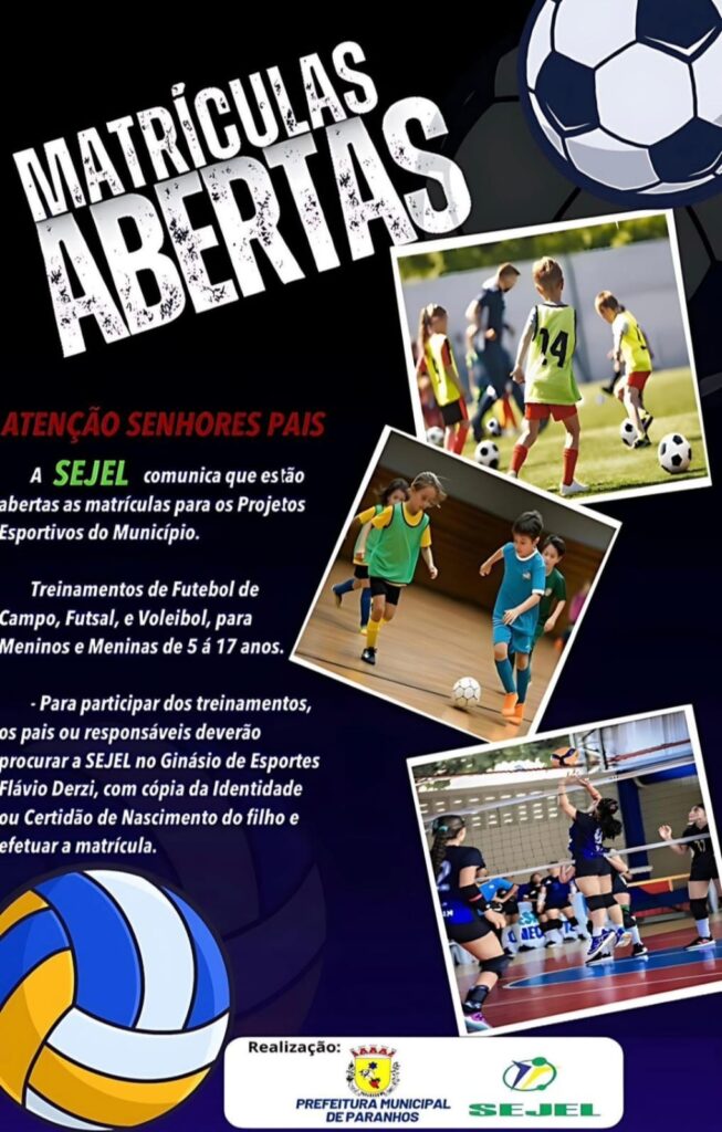 Prefeitura de Paranhos inicia matrículas para escolinhas esportivas