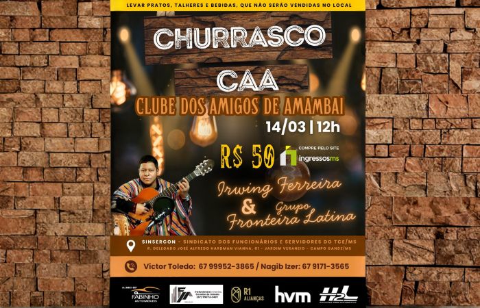Churrasco do CAA reúne amambaienses em Campo Grande no dia 14 de março