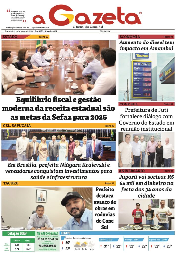 Jornal A Gazeta – Edição de 20 de março de 2026