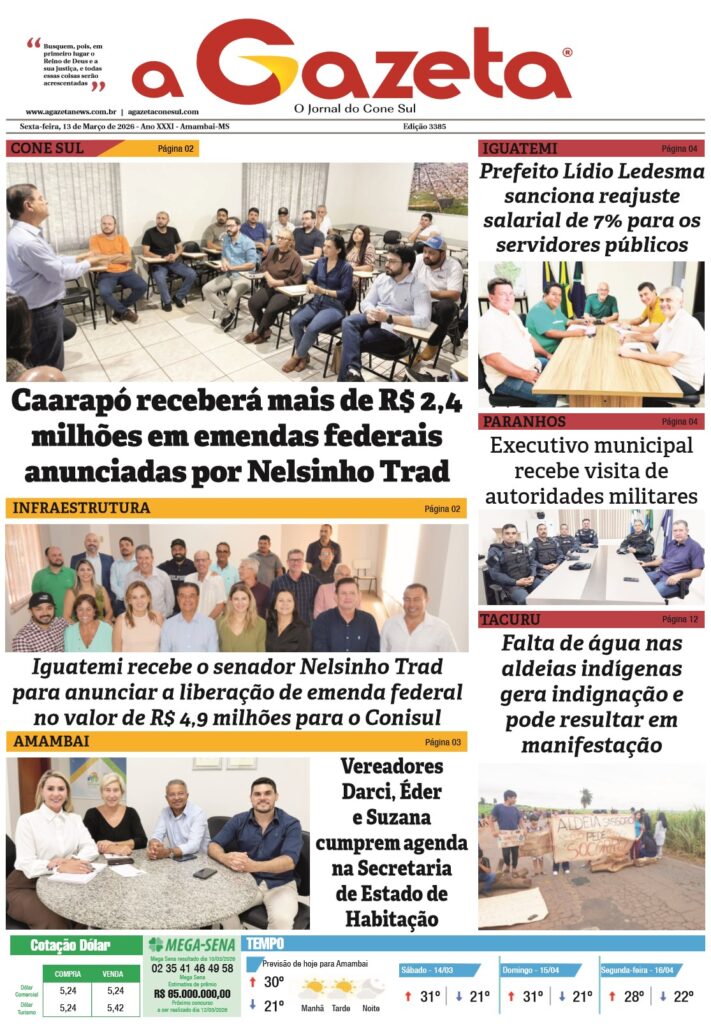 Jornal A Gazeta – Edição de 13 de março de 2026