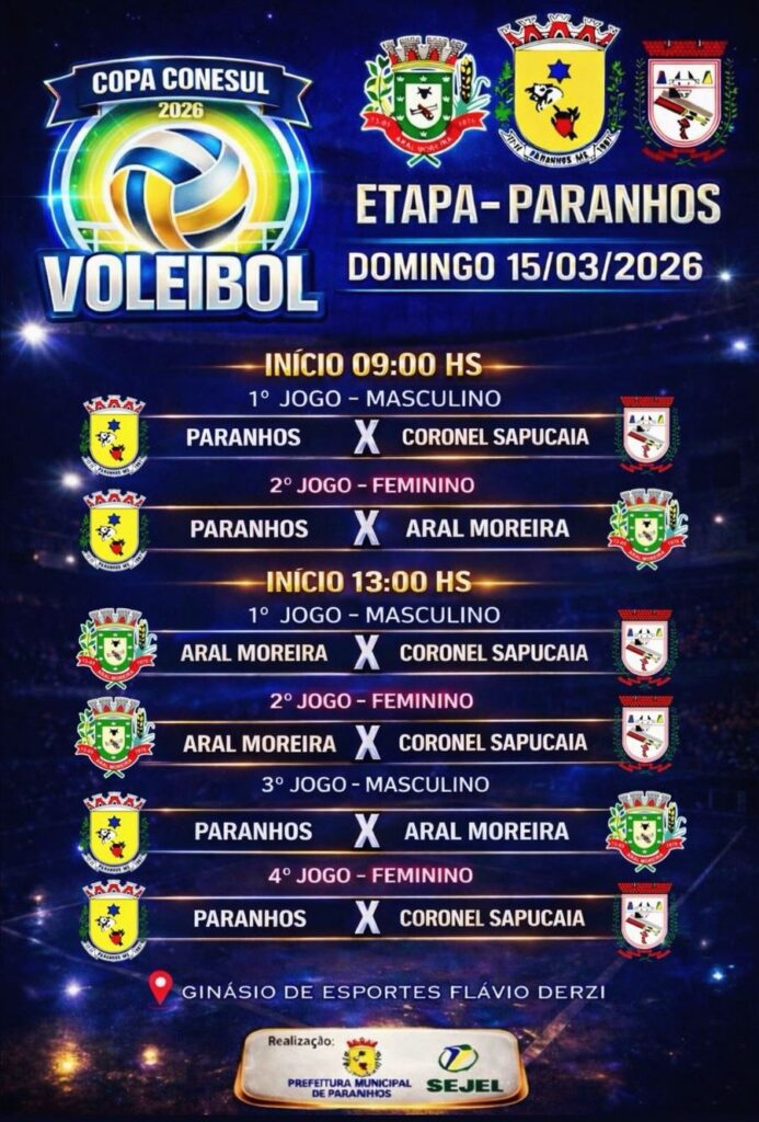 Paranhos e Tacuru recebem neste domingo última etapa da 1ª fase da Copa Conesul de Vôlei 2026