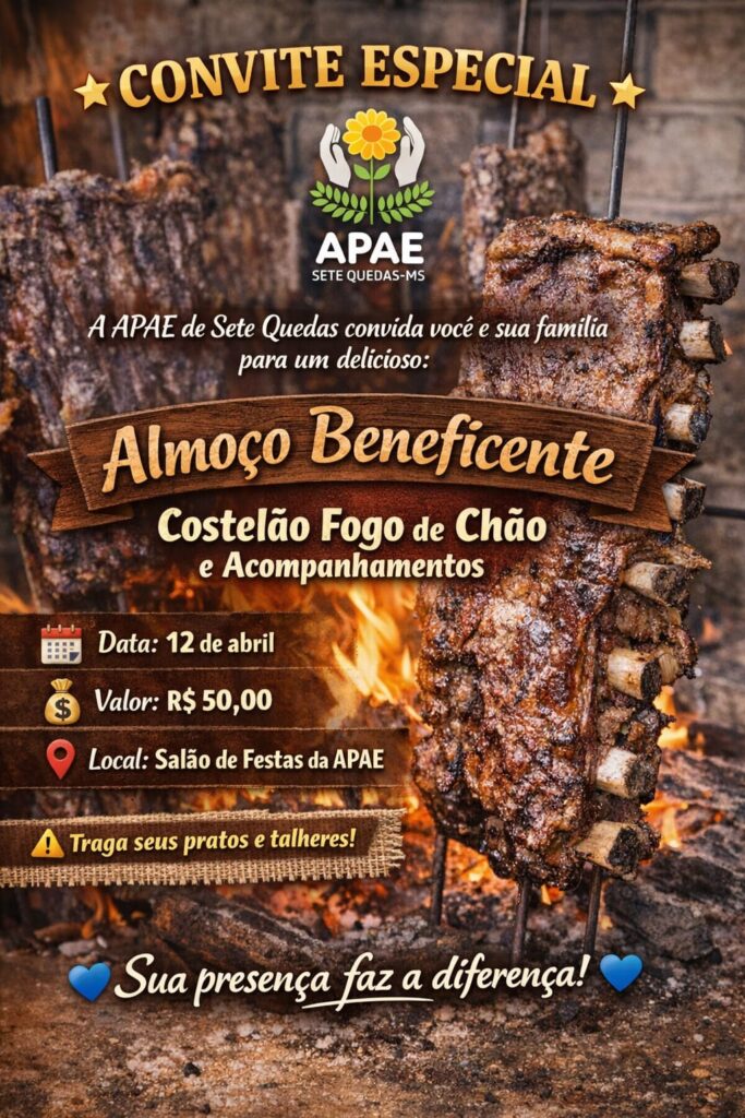 APAE de Sete Quedas promove almoço beneficente no dia 12 de abril