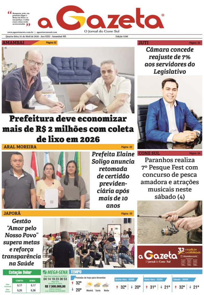 Jornal A Gazeta – Edição de 1º de abril de 2026