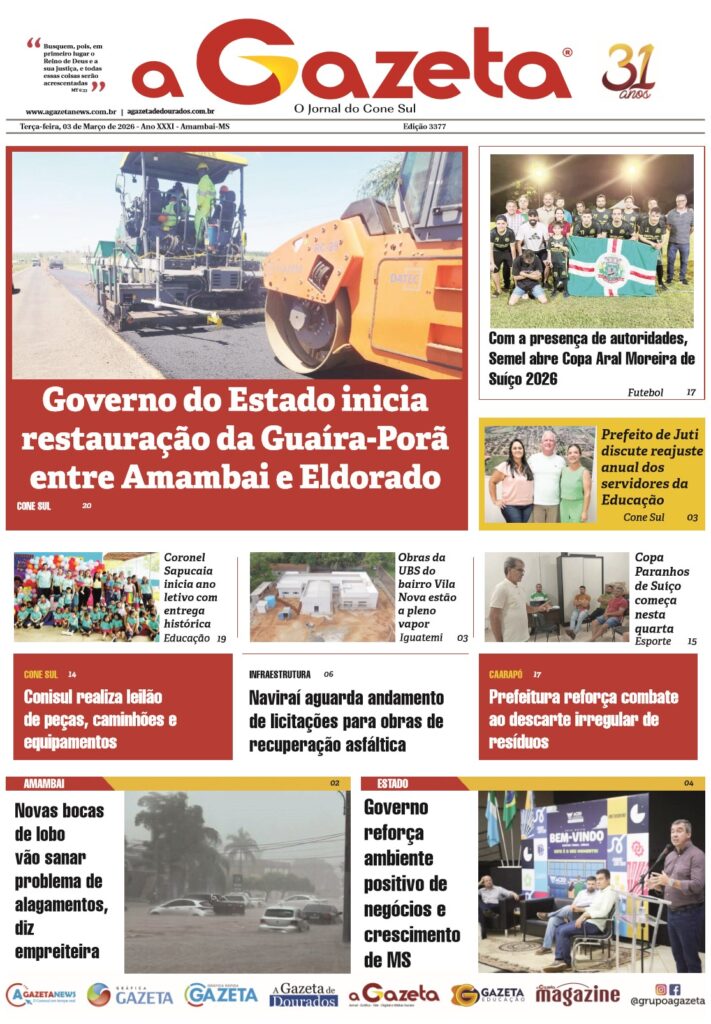 Jornal A Gazeta – Edição de 03 de março de 2026