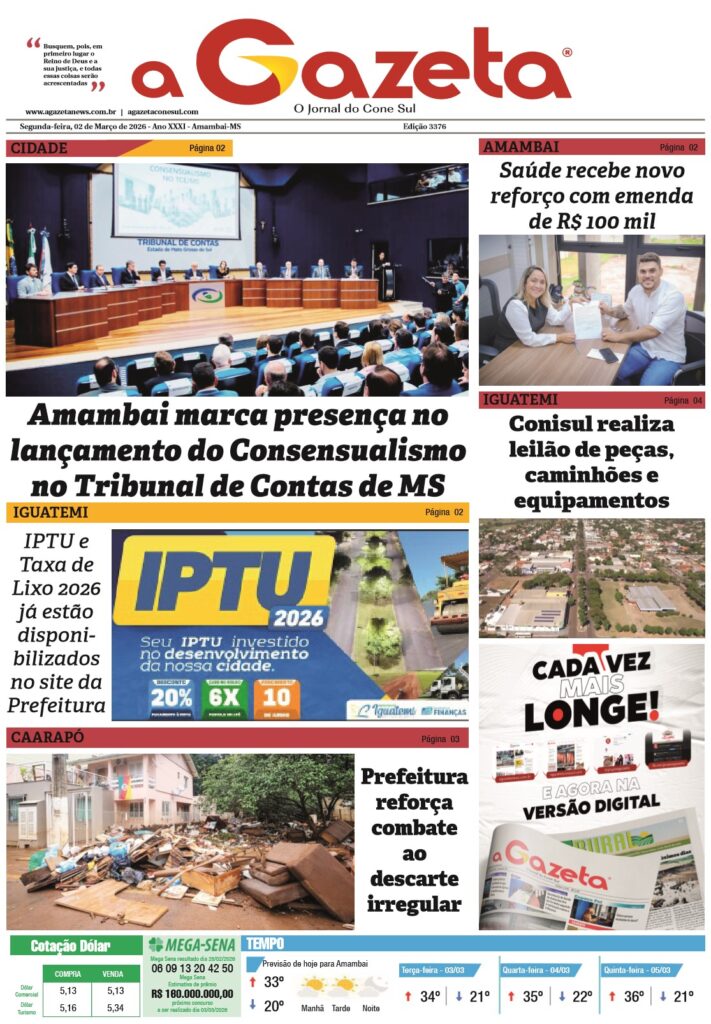 Jornal A Gazeta – Edição de 02 de março de 2026