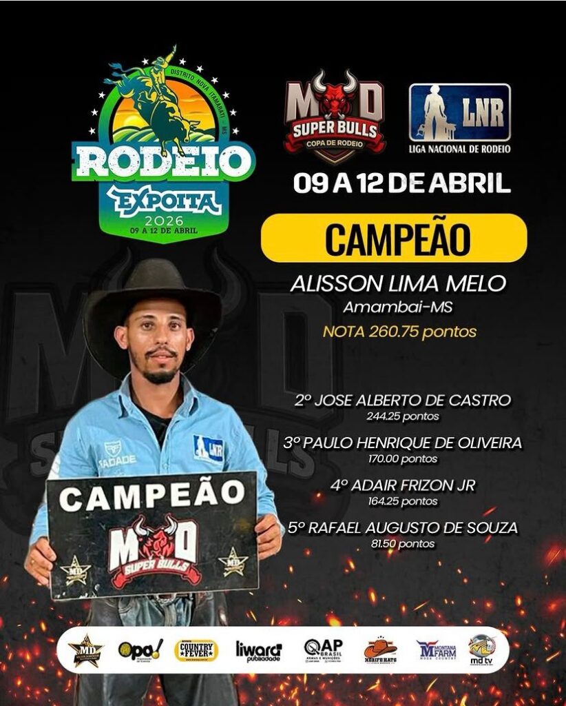 Peão de Amambai é campeão de rodeio da LNR e garante vaga no Barretão 2026