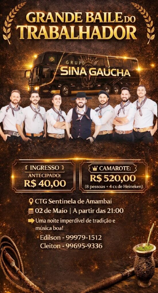 Baile do Trabalhador acontece neste sábado no CTG em Amambai