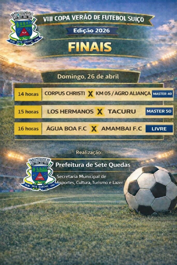 Sete Quedas define neste domingo os campeões da Copa Verão de Suíço 2026