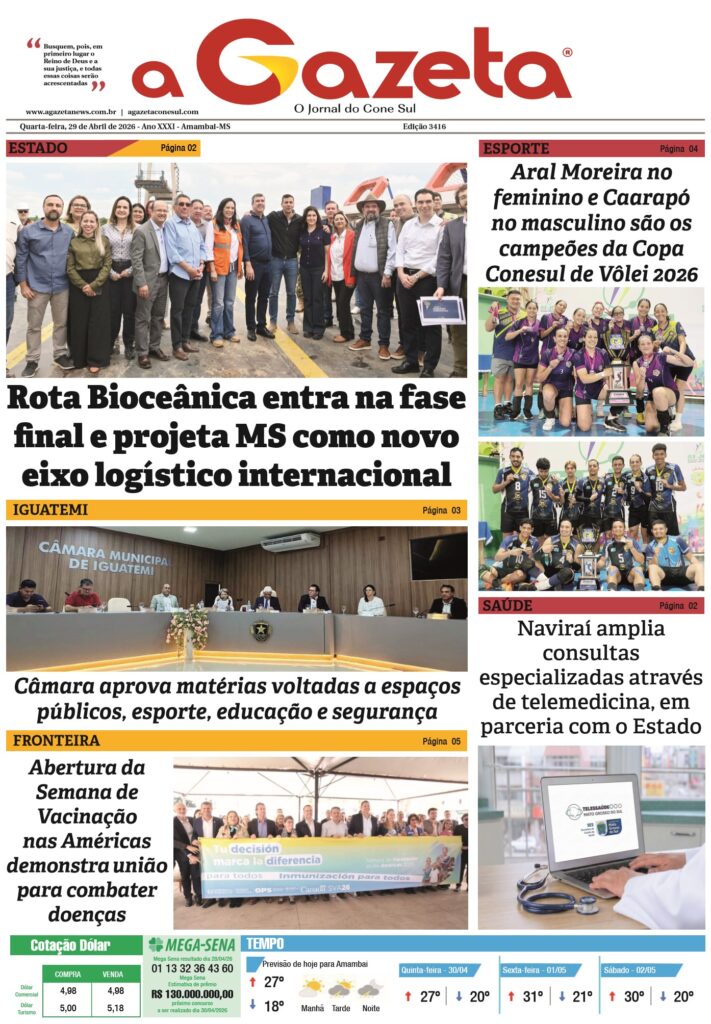 Jornal A Gazeta – Edição de 29 de abril de 2026
