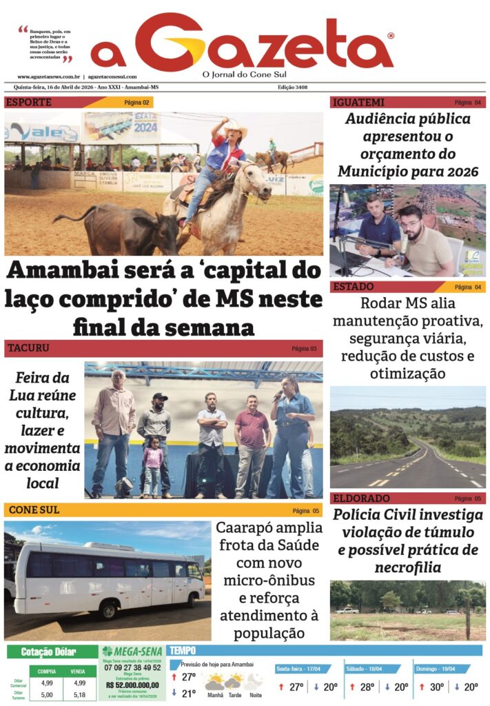 Jornal A Gazeta – Edição de 16 de abril de 2026