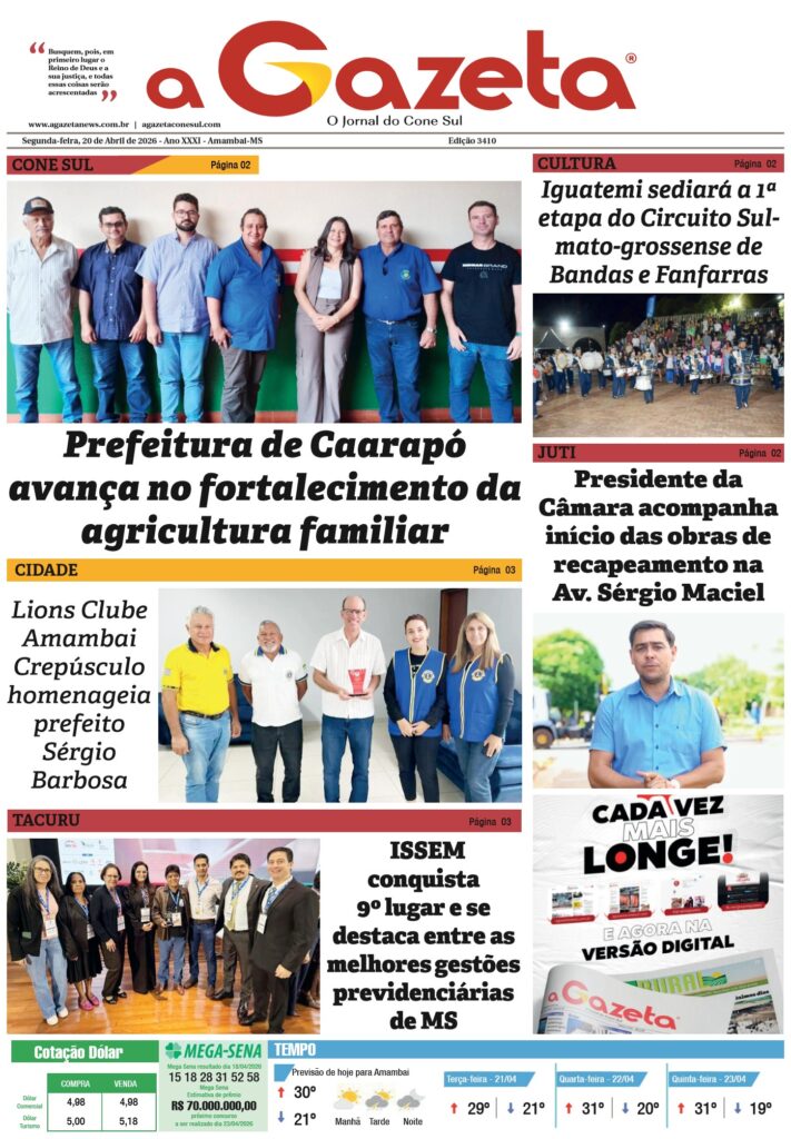 Jornal A Gazeta – Edição de 20 de abril de 2026