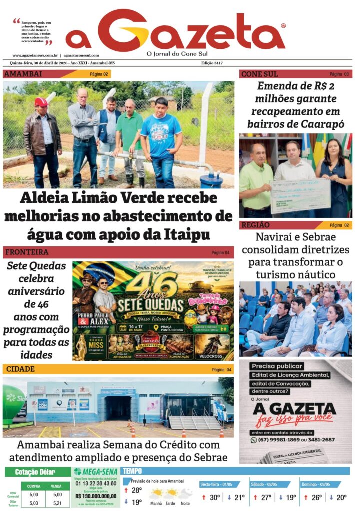 Jornal A Gazeta – Edição de 30 de abril de 2026