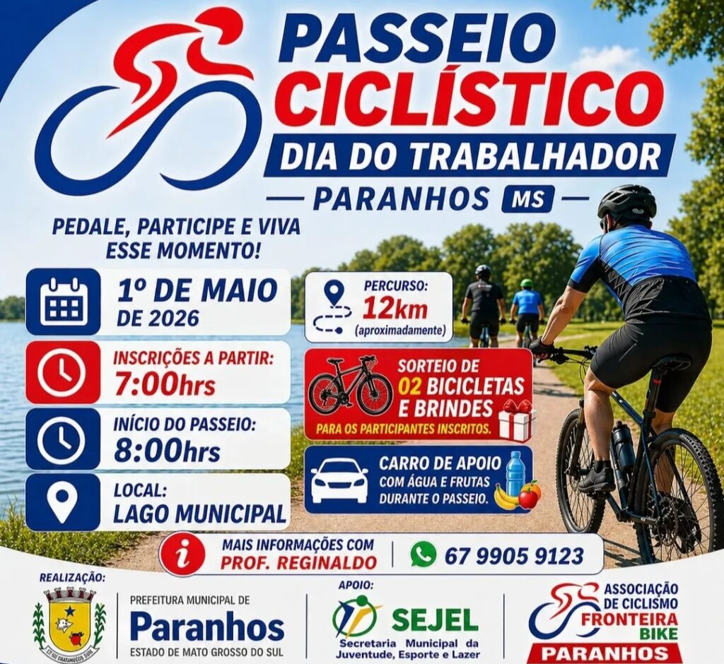 Passeio ciclístico do Dia do Trabalhador será realizado nesta sexta-feira (1º) em Paranhos