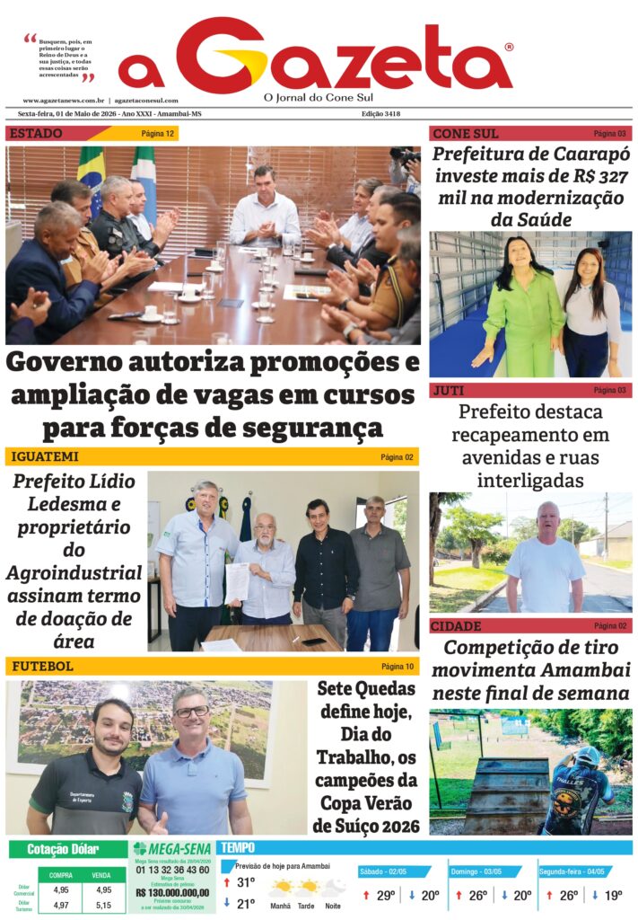 Jornal A Gazeta – Edição de 1º de maio de 2026
