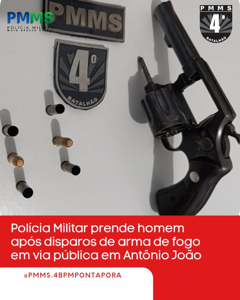 Polícia Militar prende homem após disparos de arma de fogo em via pública em Antônio João