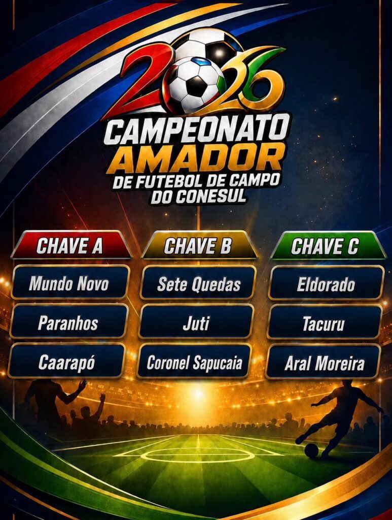 Com nove equipes Conesul Amador de Futebol 2026 começa dia 26 de julho Com nove equipes Conesul Amador de Futebol 2026 começa dia 26 de julho