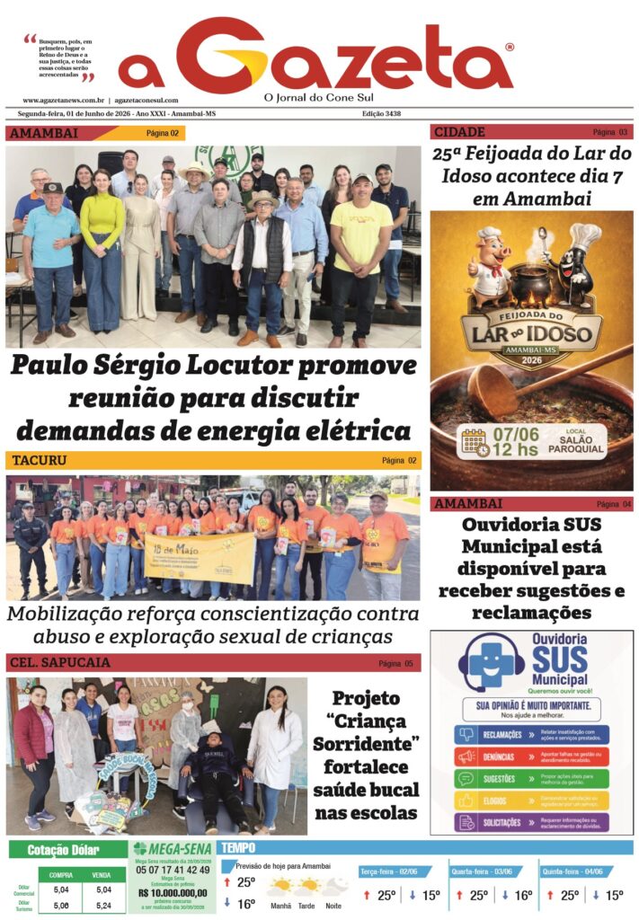 Jornal A Gazeta – Edição de 1º de junho de 2026