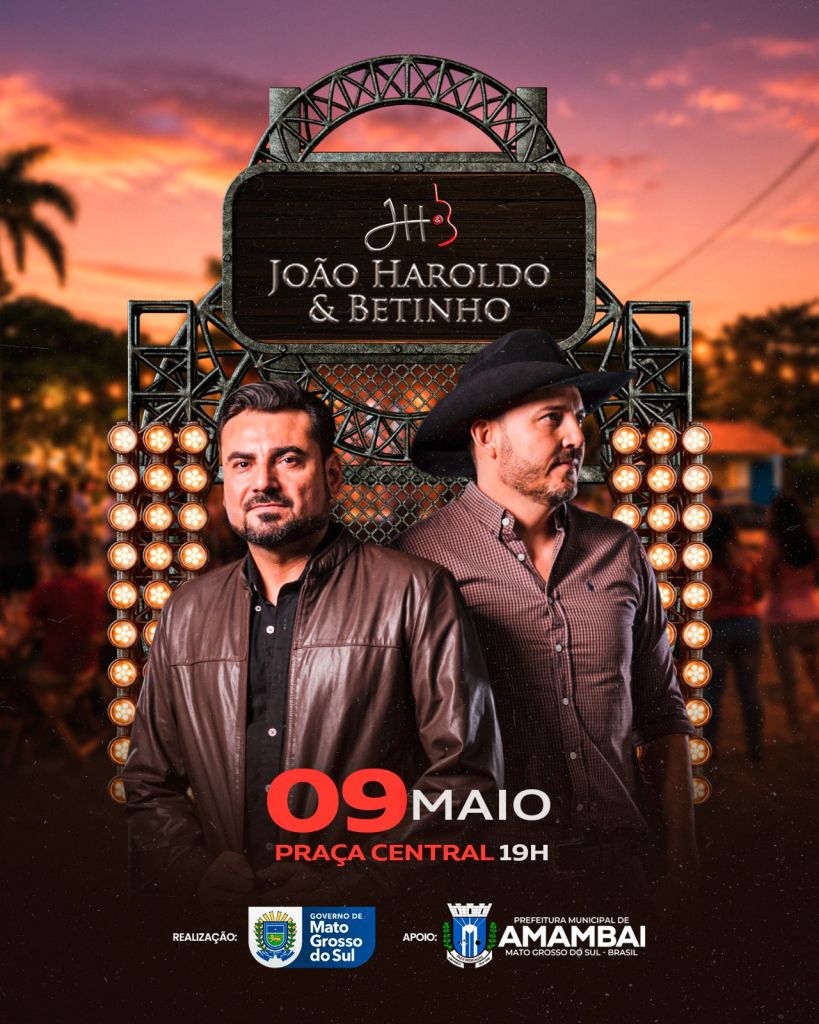 Dupla João Haroldo e Betinho se apresenta neste sábado (9) a partir das 19h, na praça central, em Amambai