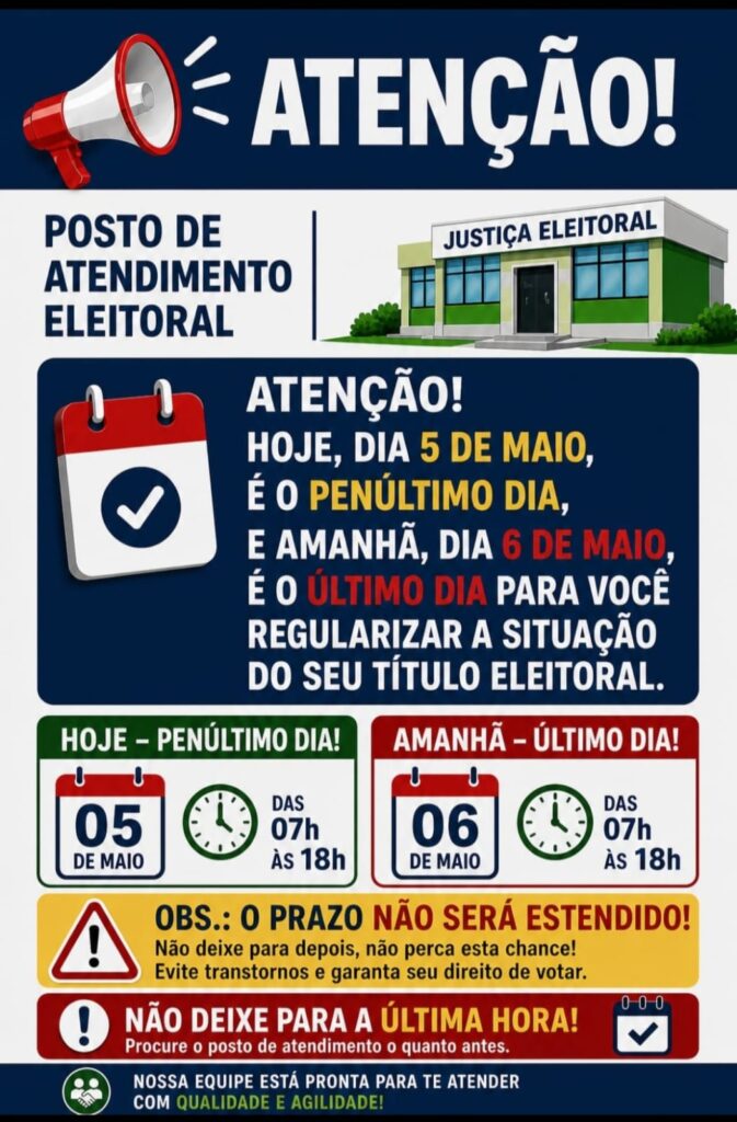 Prazo para regularizar título eleitoral termina nesta quarta-feira (6)