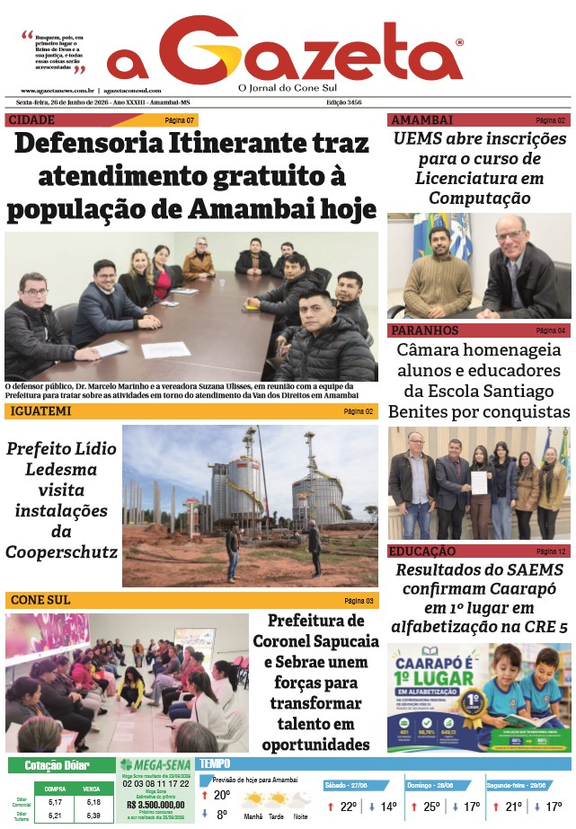Jornal A Gazeta – Edição de 26 de junho de 2026