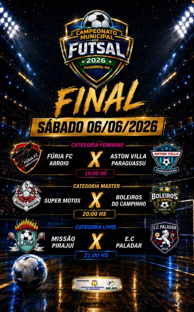 Paranhos define hoje os campeões do Municipal de Futsal 2026 Paranhos define hoje os campeões do Municipal de Futsal 2026