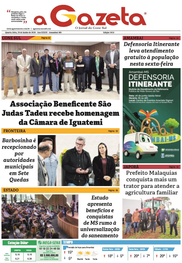 Jornal A Gazeta – Edição de 24 de junho de 2026
