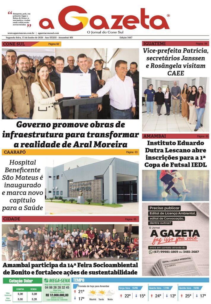 Jornal A Gazeta – Edição de 15 de junho de 2026