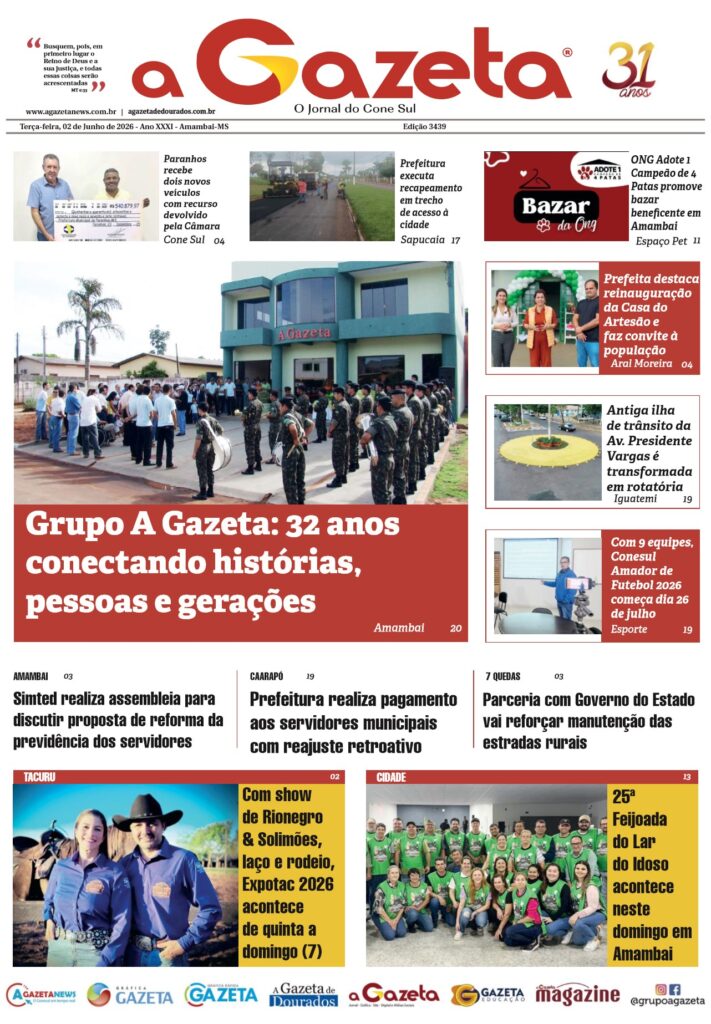 Jornal A Gazeta – Edição de 02 de junho de 2026