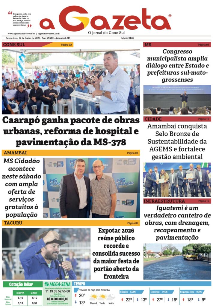 Jornal A Gazeta – Edição de 12 de junho de 2026