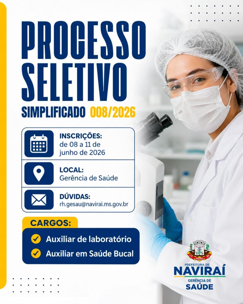 Prefeitura de Naviraí Abre Inscrições para Processo Seletivo na Área da Saúde