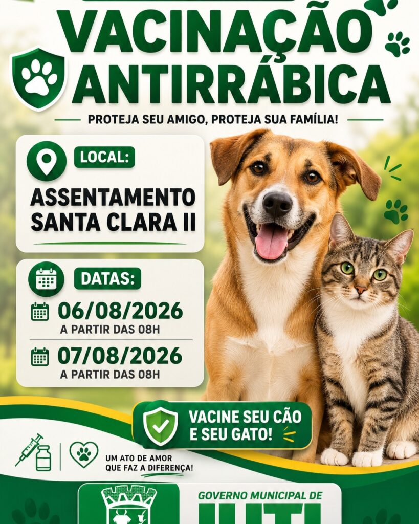 Prefeitura de Juti divulga cronograma da campanha de vacinação antirrábica para cães e gatos Prefeitura de Juti divulga cronograma da campanha de vacinação antirrábica para cães e gatos