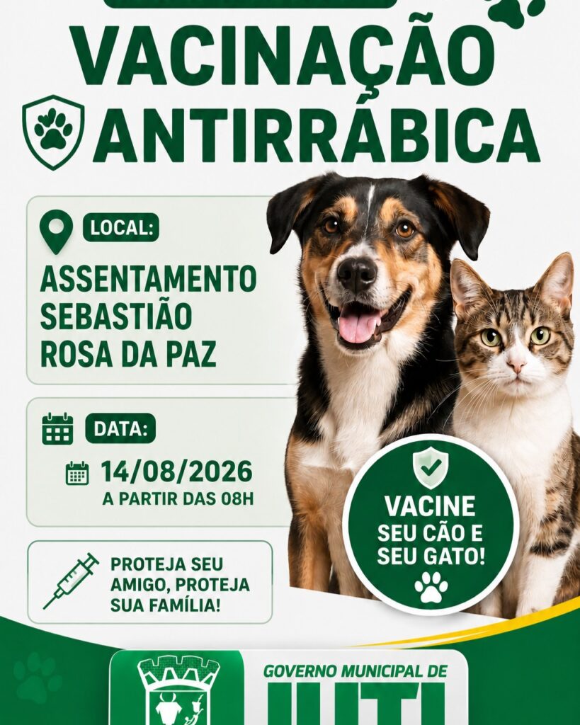 Prefeitura de Juti divulga cronograma da campanha de vacinação antirrábica para cães e gatos Prefeitura de Juti divulga cronograma da campanha de vacinação antirrábica para cães e gatos