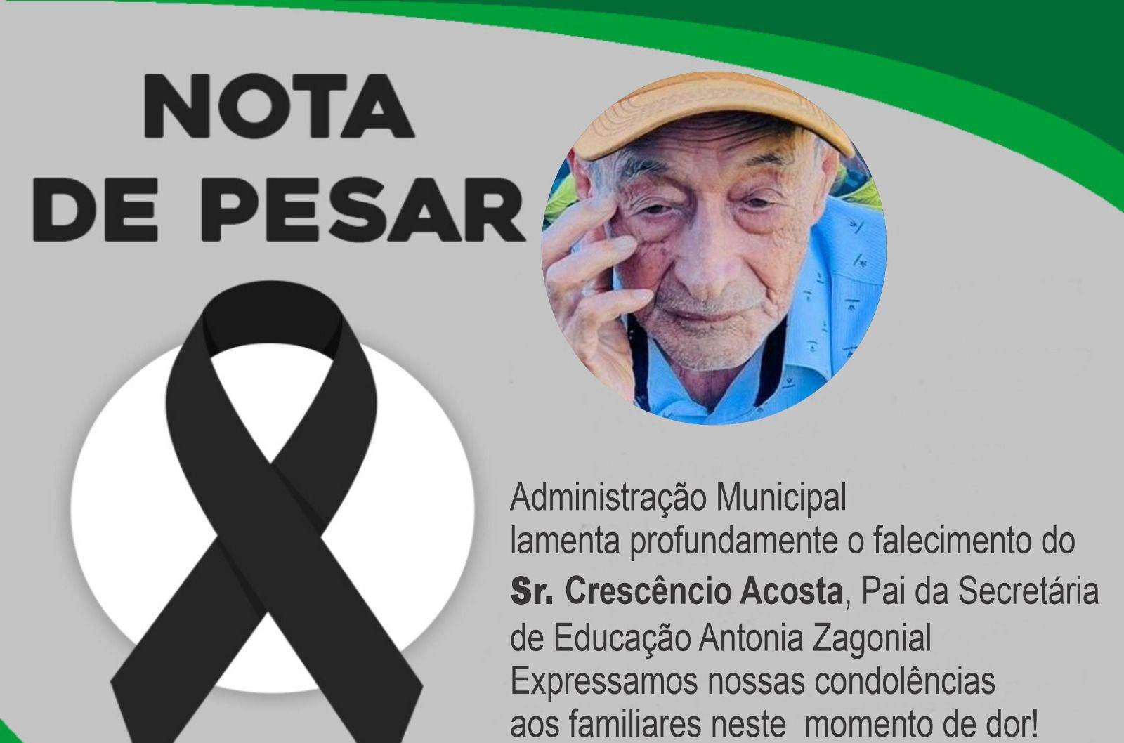 Prefeito Donizete decreta luto de três dias em Paranhos pela morte de Crescêncio Acosta